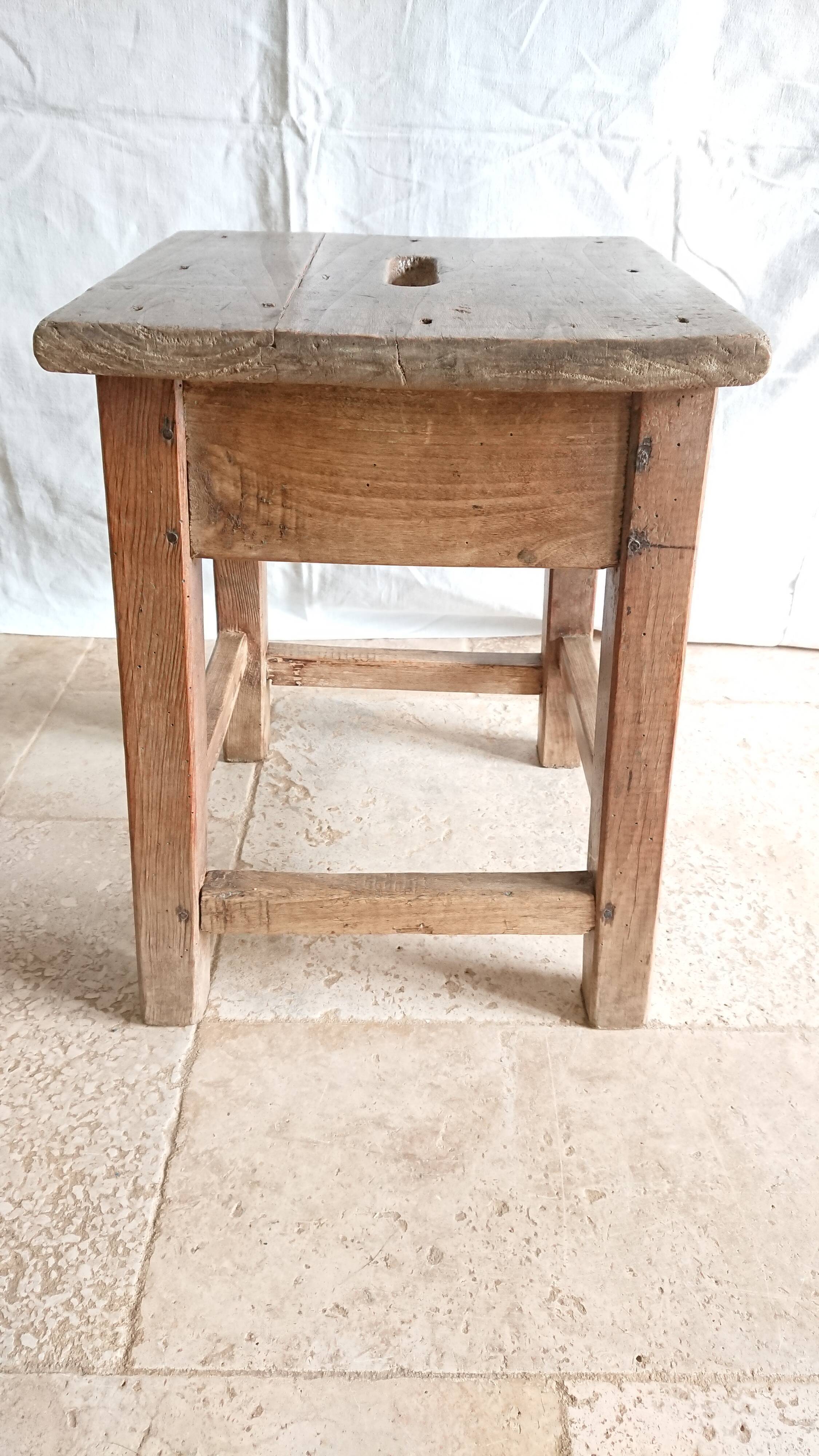Raw wooden workshop stool
