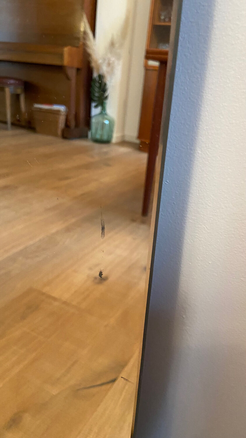 Beveled mirror in festoon 123x51 cm from the 60s