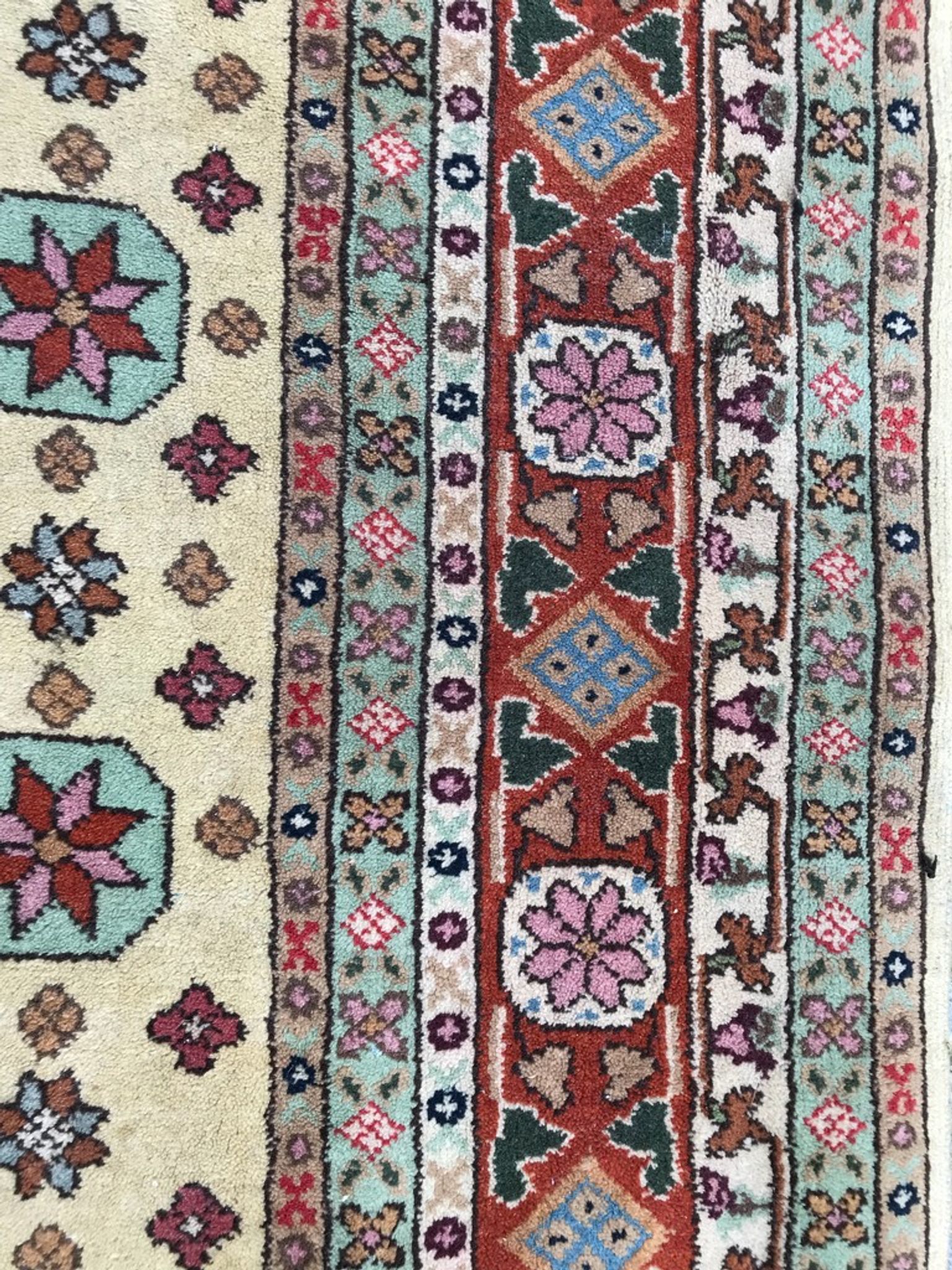 Old hand made square transylvania oriental rug wool 182 x 182