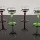 6 anciens verres à liqueur en cristal sur pieds de couleurs  des années 20/30
