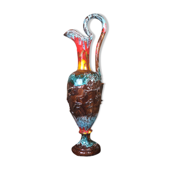 Ceramic jug / vase effect lava multicolored Valauris vintage 60'S
