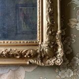 Antique gold patterned mirror