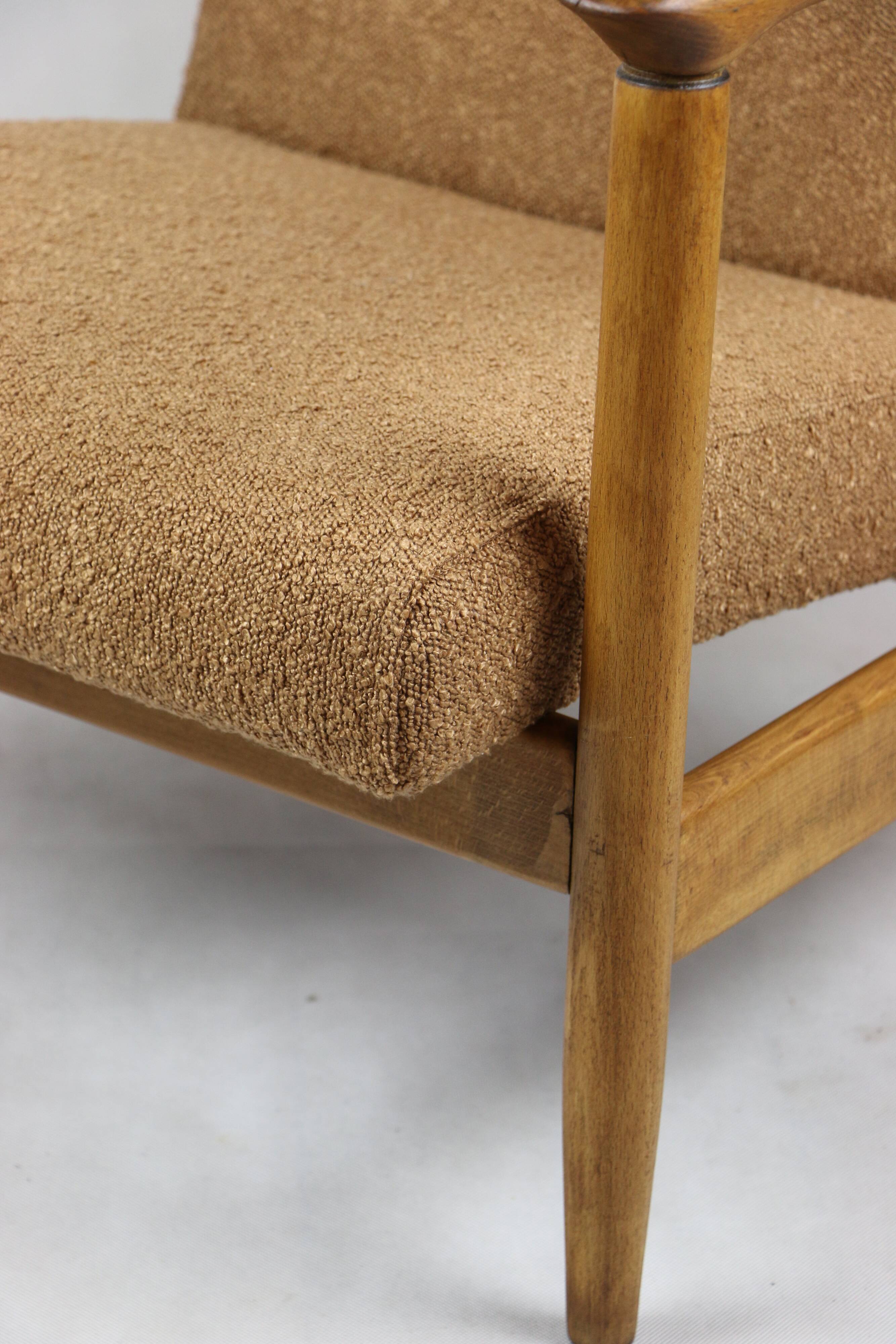 GFM-142 Armchair in Coral Gold Bouclé attributed to Edmund Homa, 1970s