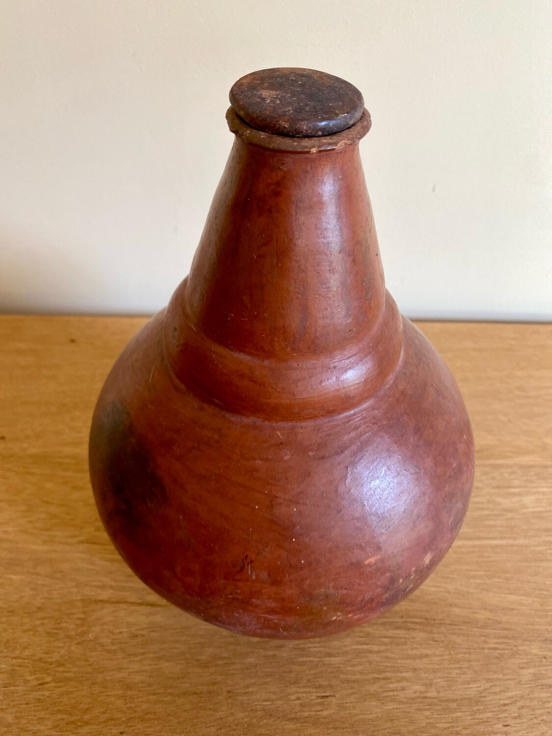 Handmade terracotta sake bottle vase