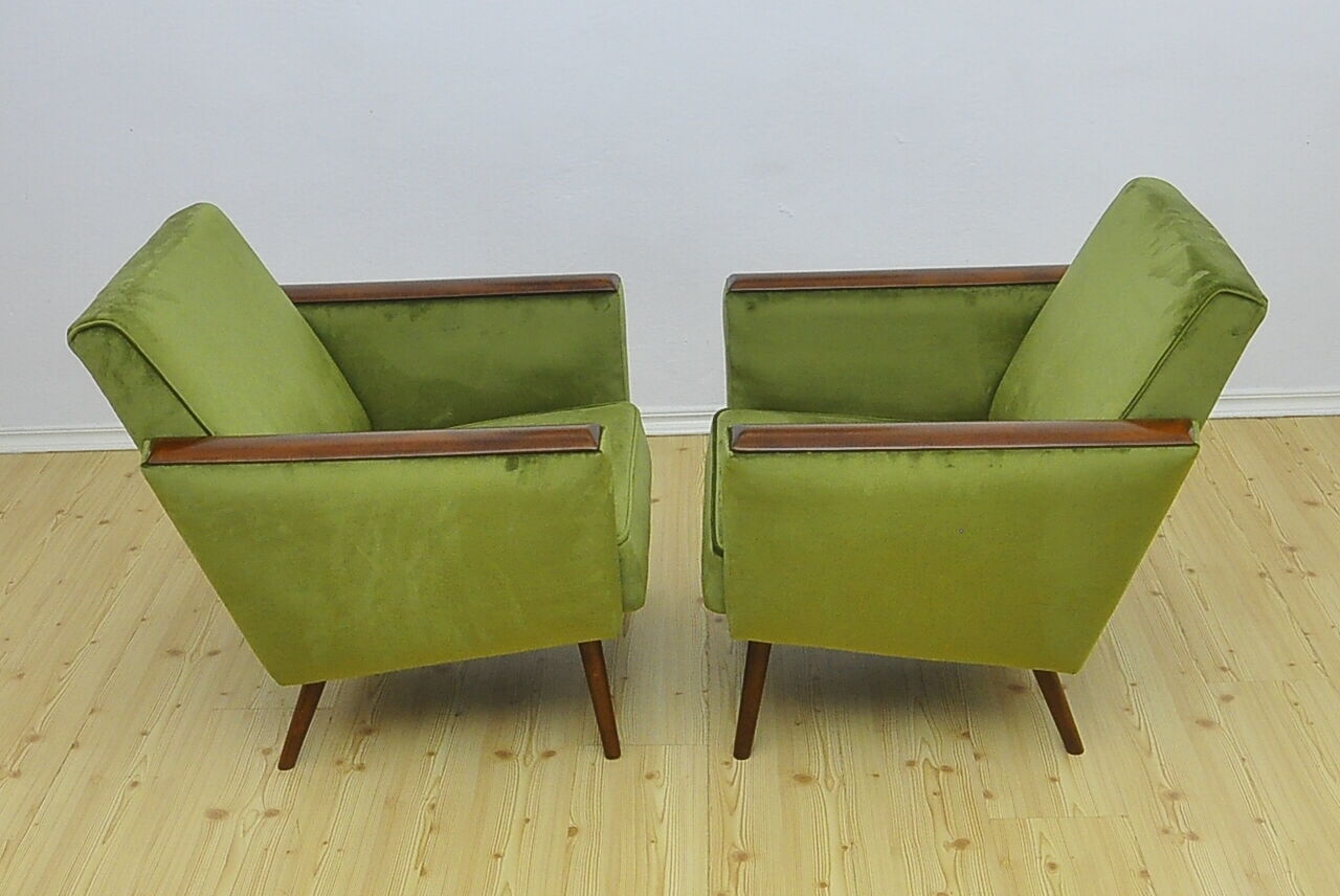 Mid-century velor armchairs, 1960s
