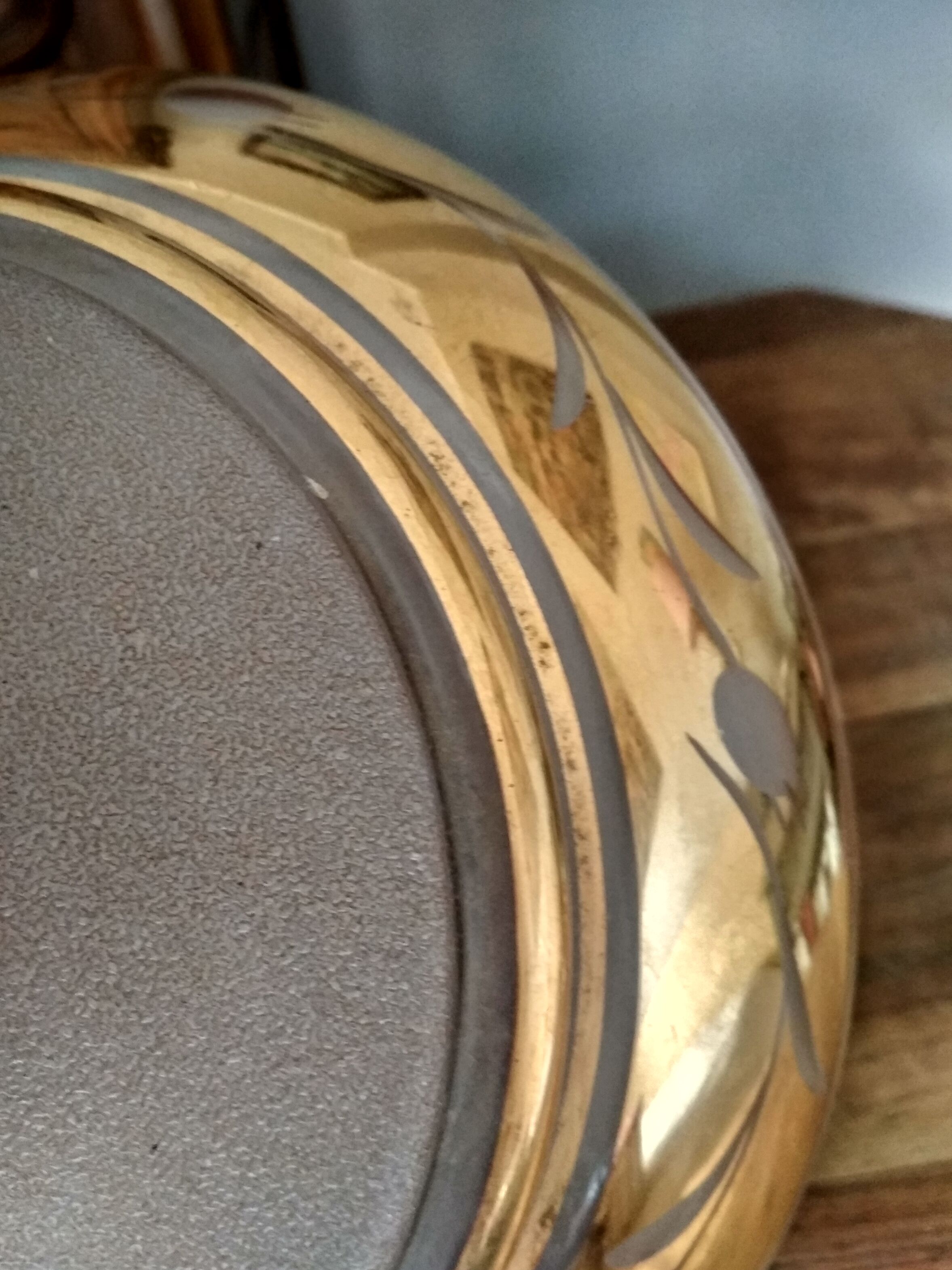 White and gold opaline globe hanging lamp 1950
