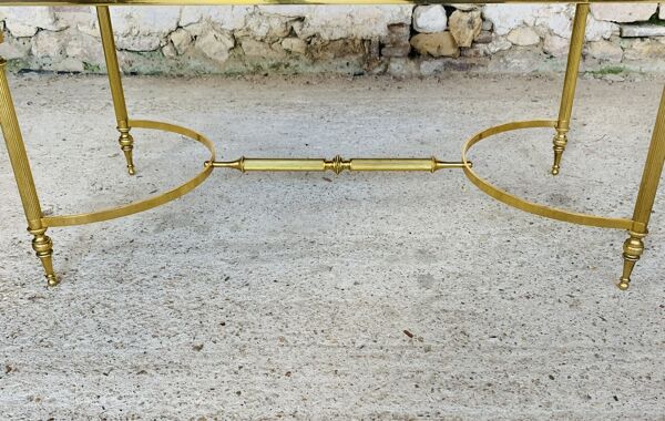 Table basse mid-century en marbre vert et laiton, 1960s