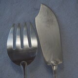 Fish service and its 6 silver-plated cutlery, crossed ribbon model