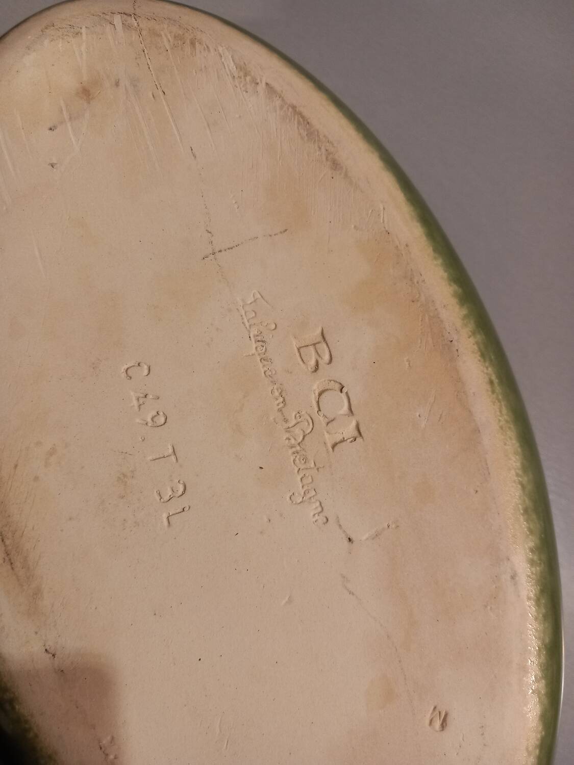 Breton dish in green and yellow ceramic