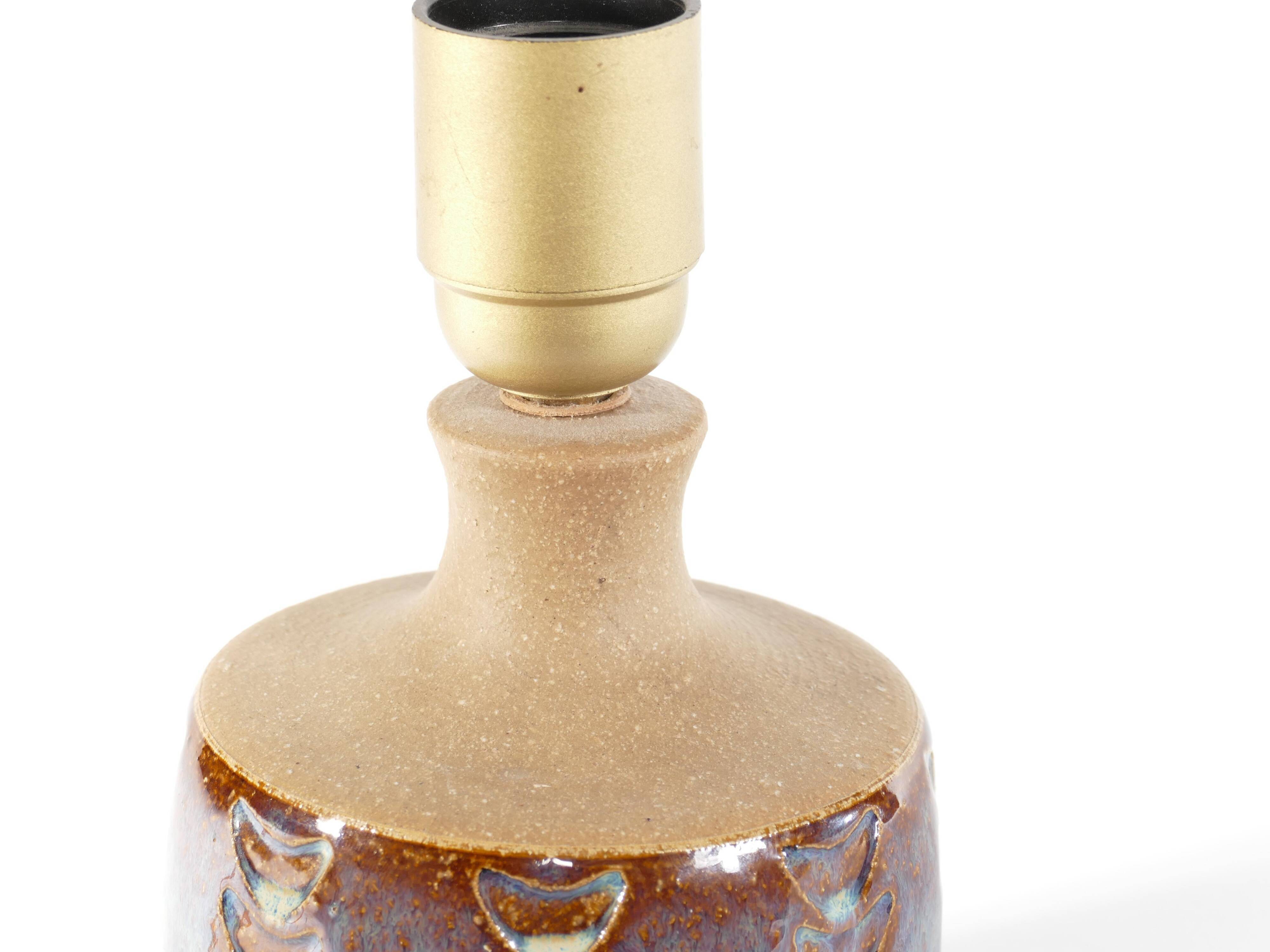 Scandinavian Modern Blue Glazed Stoneware Table Lamp, Søholm Stentøj, 1960s