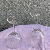 4 art deco wine glasses, chiseled floral pattern, glass and crystal