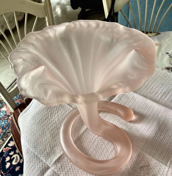 Magnifique Vase Art déco Daum en Pâte de Cristal grisé Rose Fleur de C