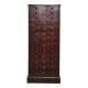 Vintage Drawer Cabinet with Dark Patina and Stenciled Letters