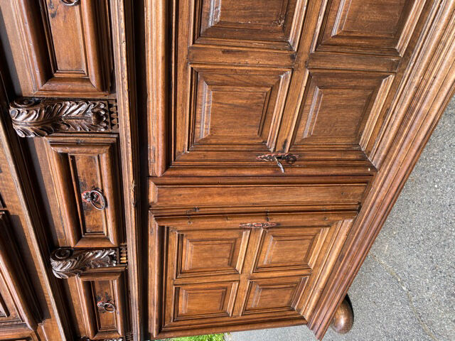 Meuble cabinet louis xiii double corps armoire renaissance ancien