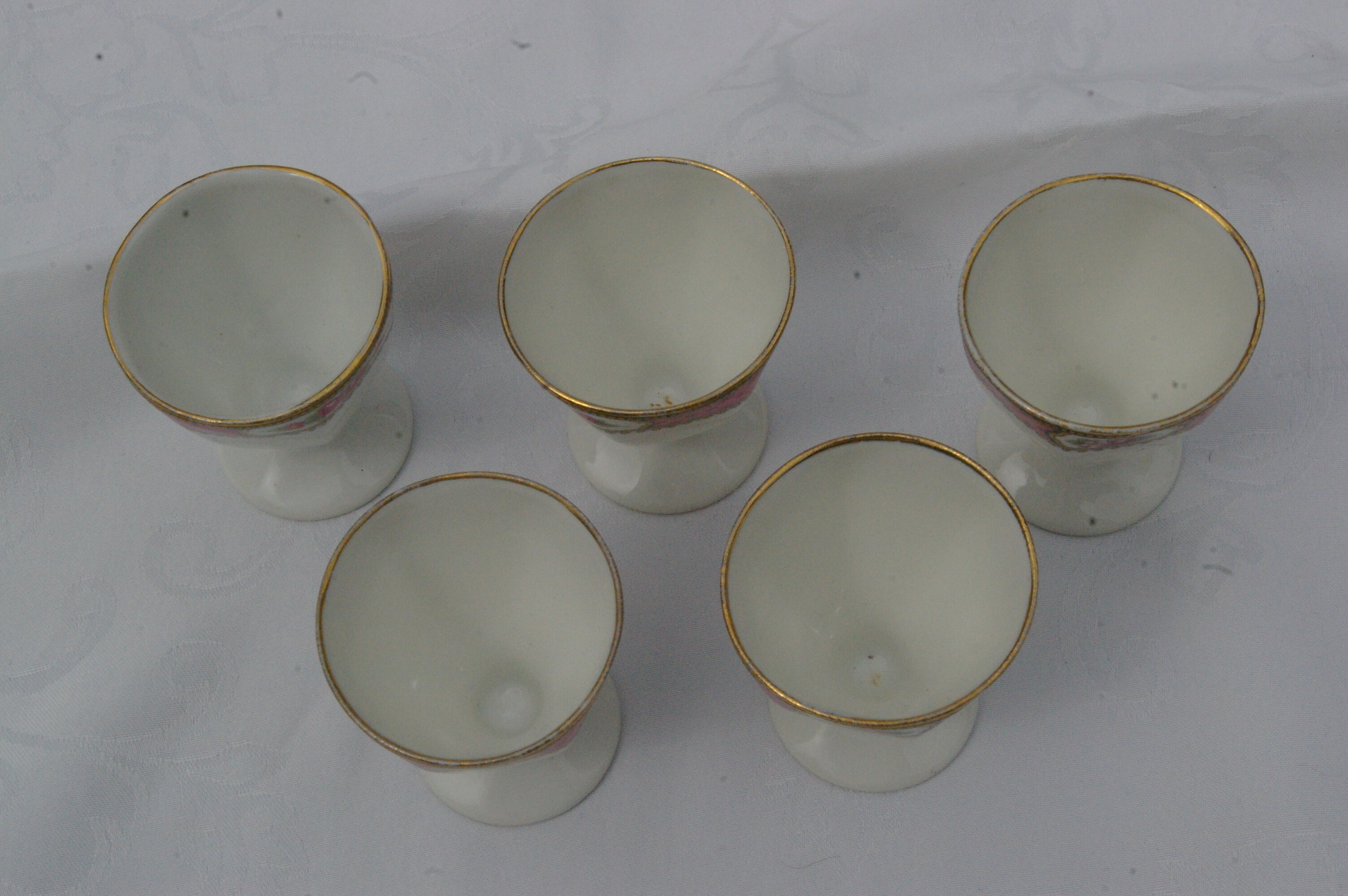 5 old limoges porcelain coquetiers