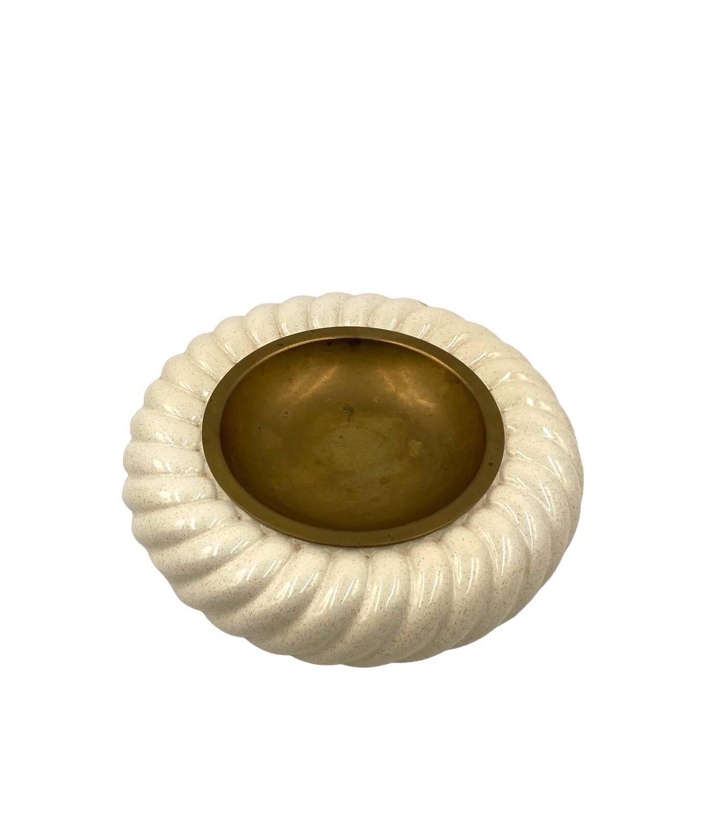 Tommaso Barbi, cream ceramic ashtray / vide poche, B Ceramiche, ca. 1970