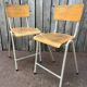 Vintage stackable high stool in beech and metal, 1960s