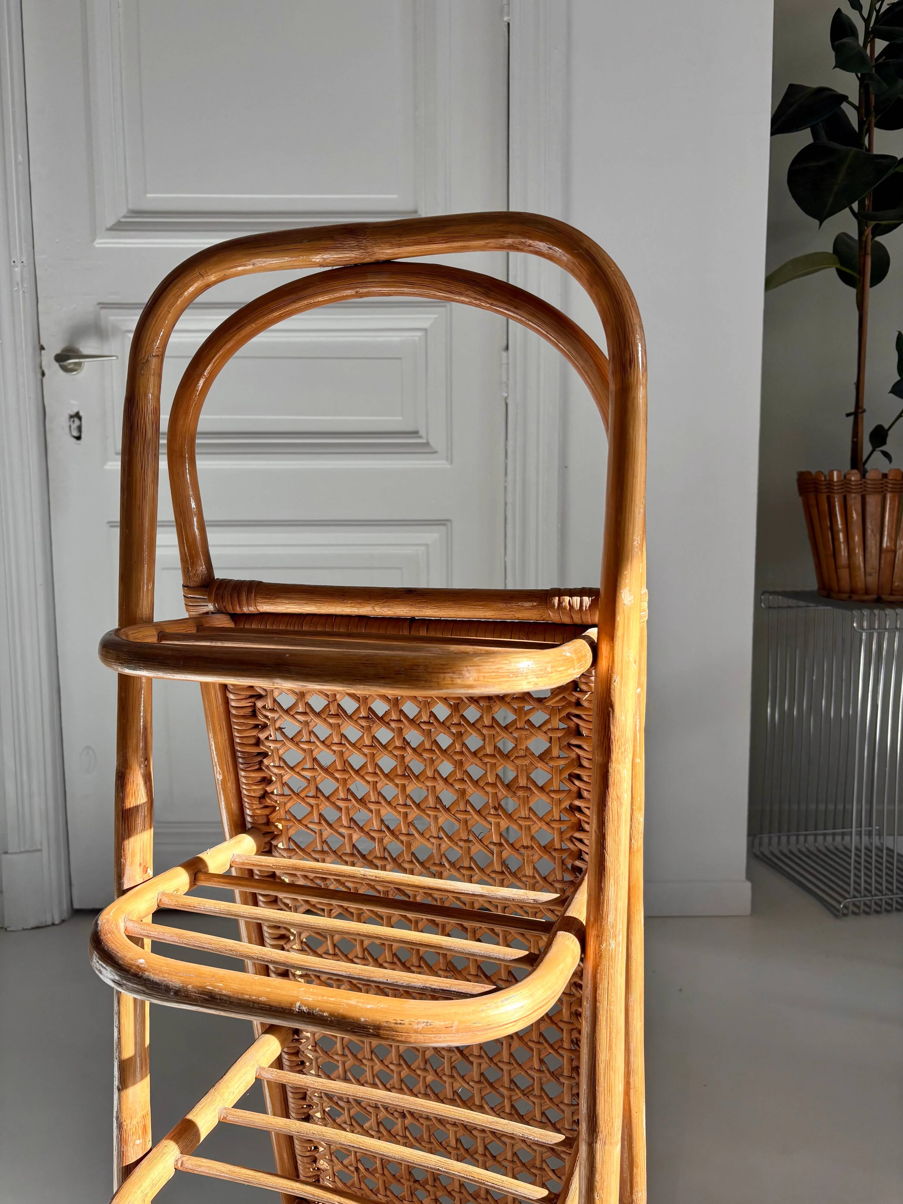 Vintage rattan and cane shelf – 1970s