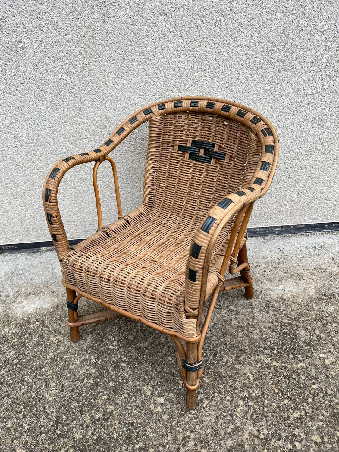 Fauteuil en rotin enfant vintage