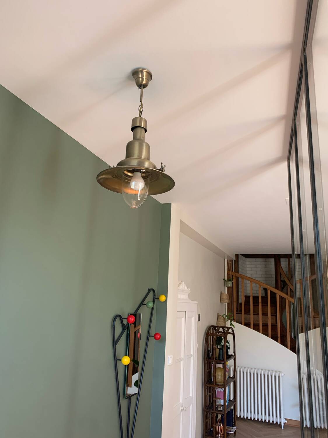 Industrial style brushed brass pendant light