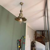 Industrial style brushed brass pendant light