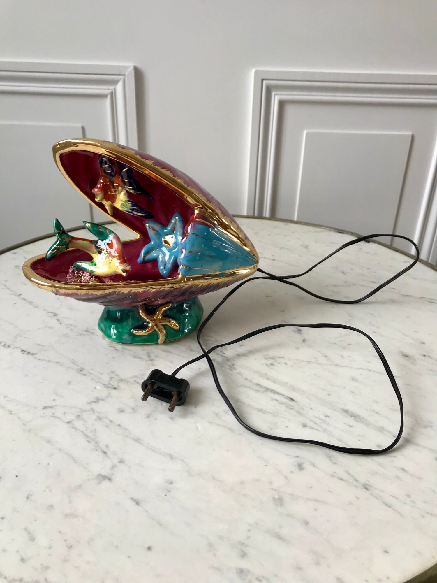 Ceramic table lamp vallauris model "moule" 70s