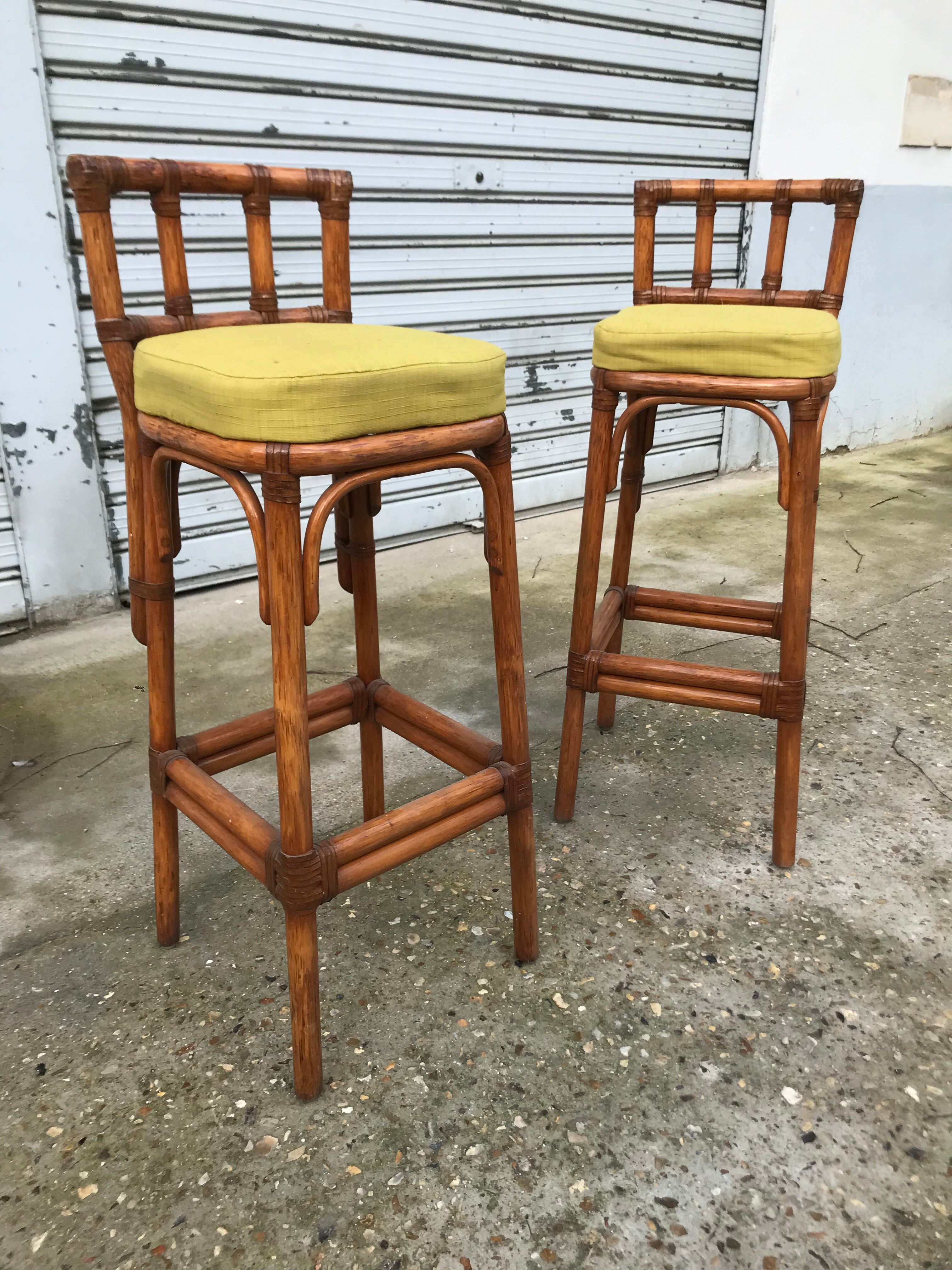 Pair of rattan stools