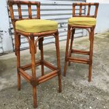 Paire de tabourets en rotin