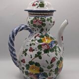 Mediterranean ceramic pitcher with hand-painted floral motif decoration, Italy