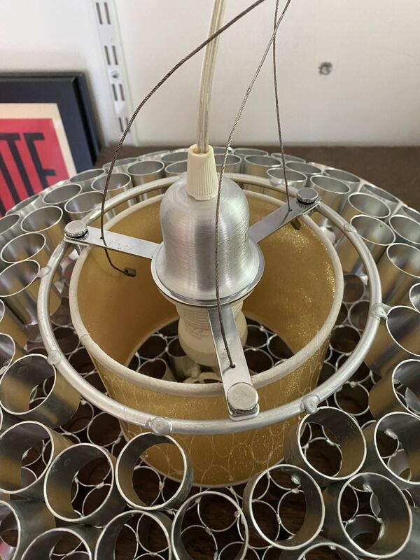Suspension lustre aluminium style Foscarini vintage space age vintage 1980