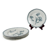 Lot de 6 assiettes à dessert modèle "Oeillet", KG Lunéville, terre de fer, XIXème siècle