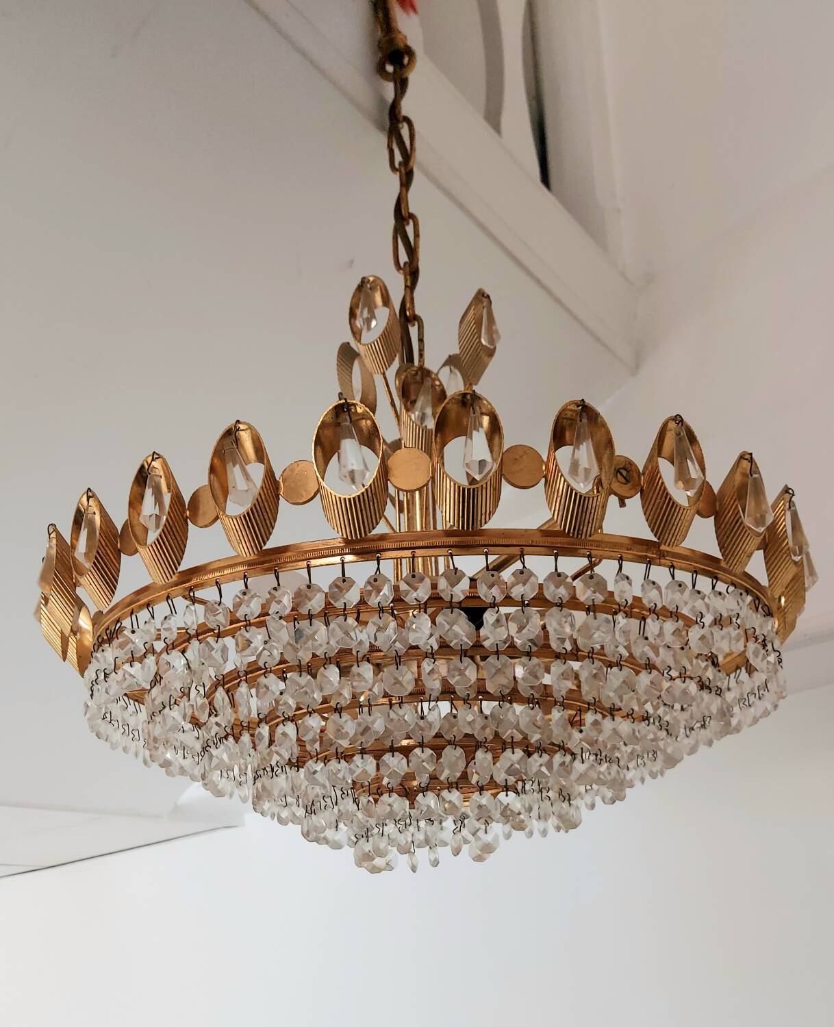 Palwa Chandelier (Palme & Walter) – Gold-plated brass & real cree
