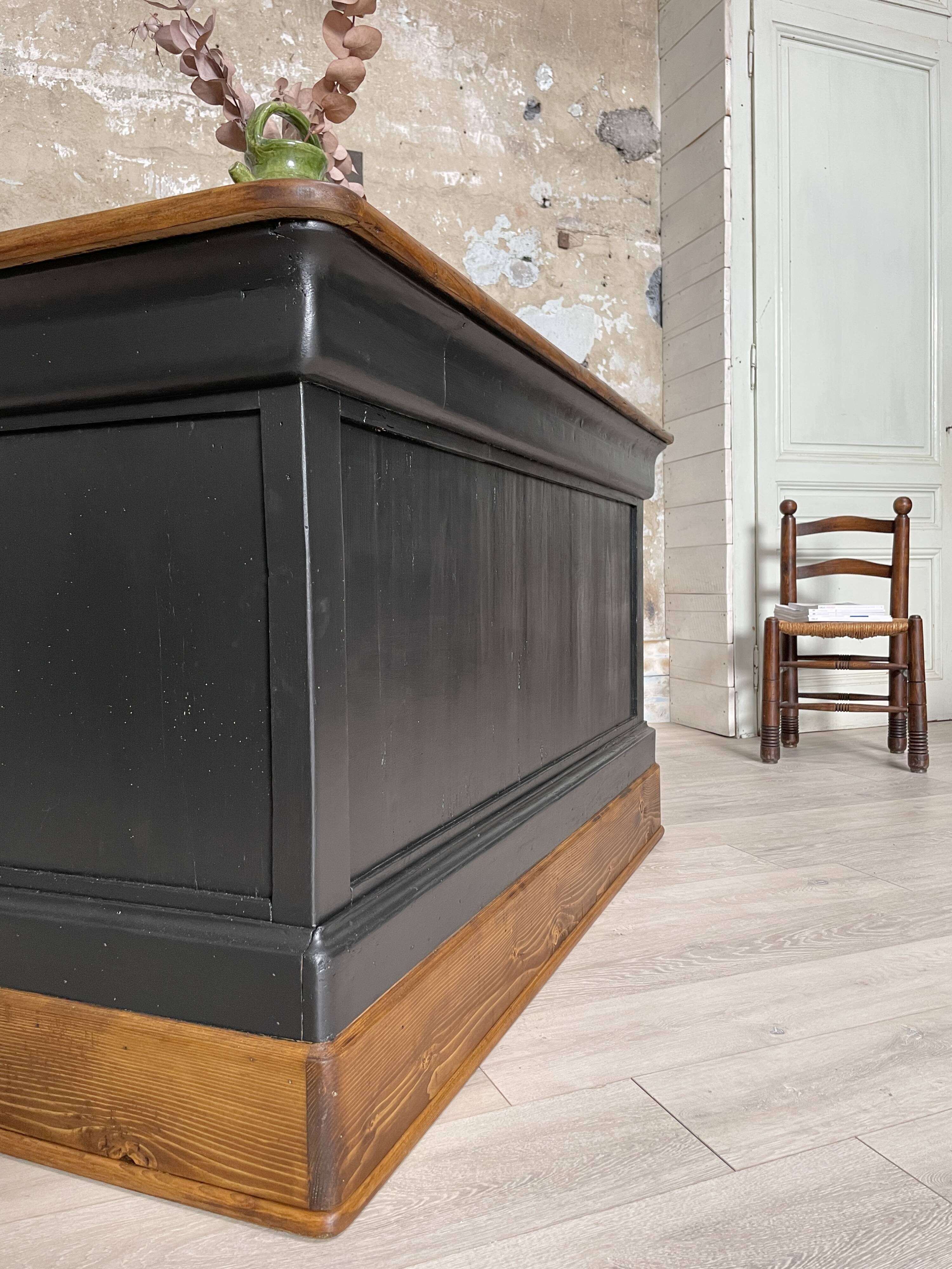 Solid wood box counter.