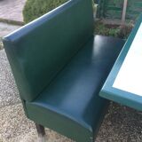 Set of two bistro banquettes plus table
