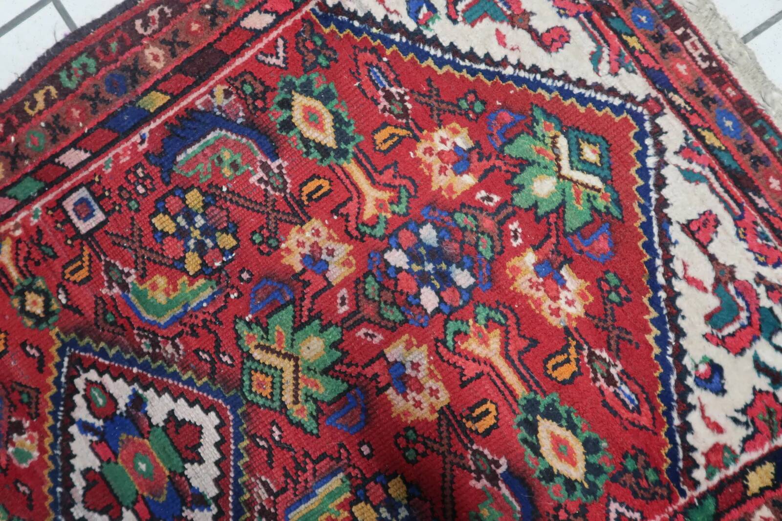 Tapis persan Hamadan vintage fait main 73 cm x 120 cm années 1970