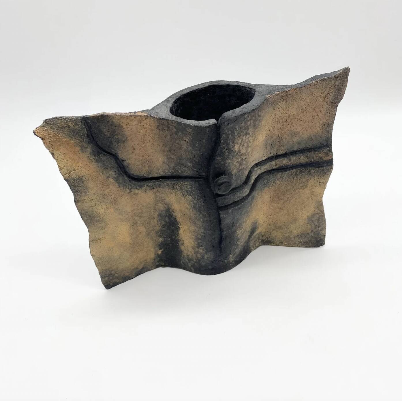 Reversible "Coal Black" / Brutalist Vase