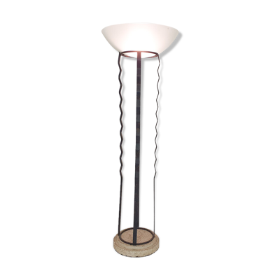 Lampadaire italien en fer, pierre et verre
