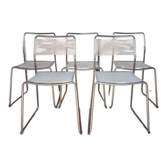 Series of 5 chairs Melker scoubidou, vintage Ikea 1990's