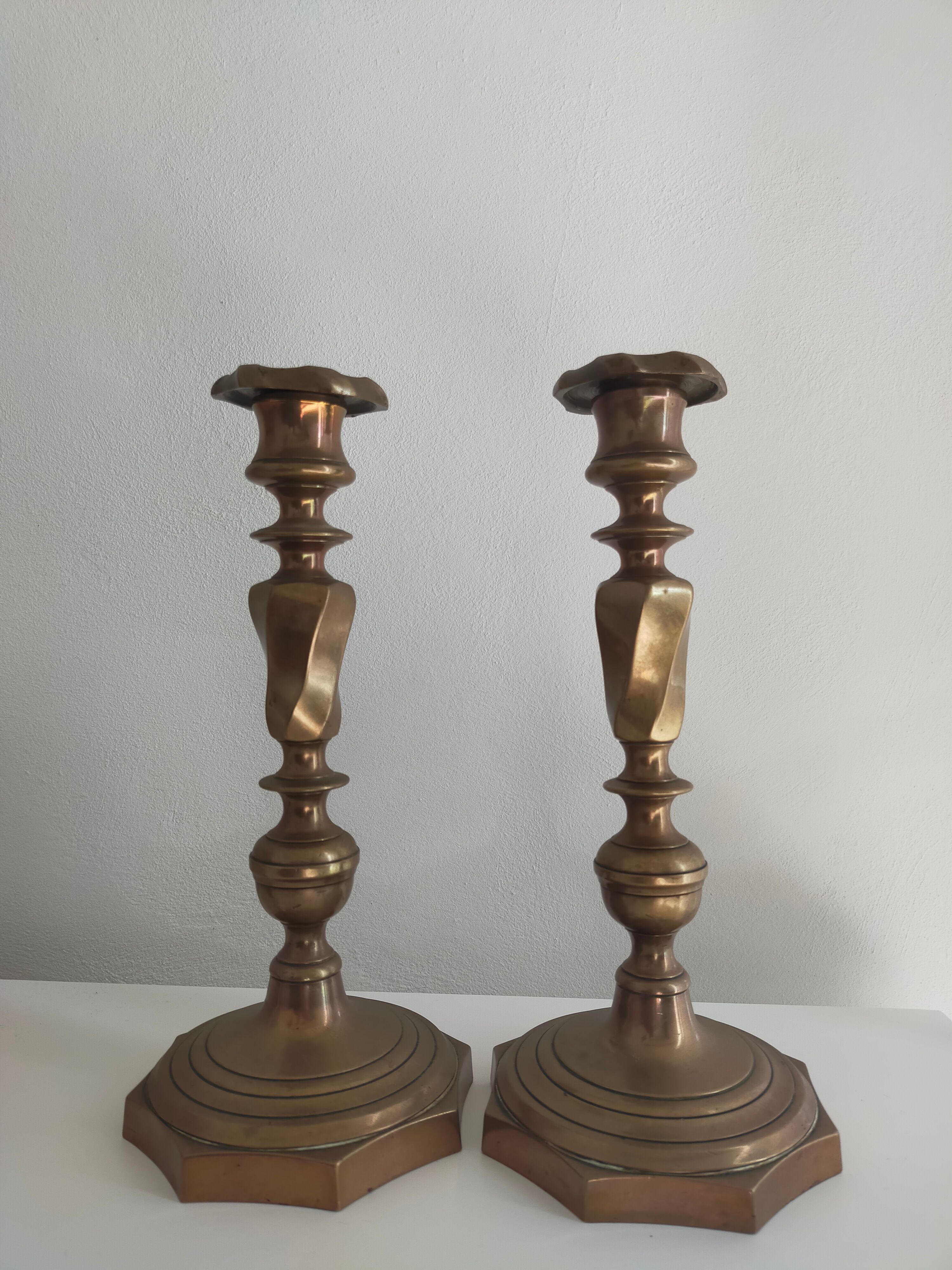 Pair of candlesticks in bronze 19th century