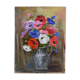 Oil on panel vintage painting Summer bouquet