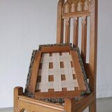 Gothic revival refectory dining table and chairs set of 7 France