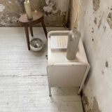 Industrial white metal bedside