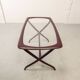 Italian Design Wooden Scissor Frame Side Table with Glass Top. Italy, 1950s