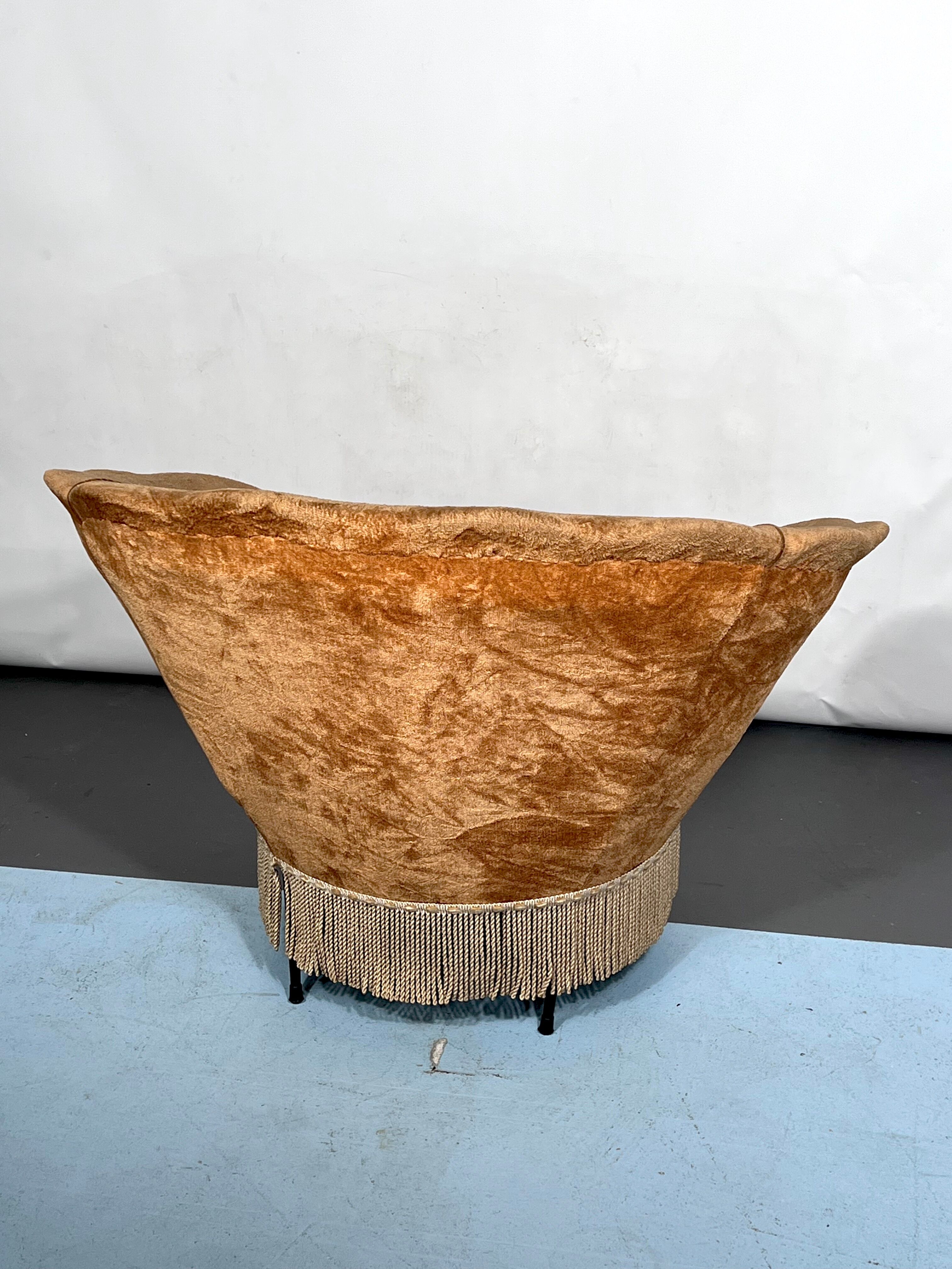 Set of two round velvet armchairs from 50s