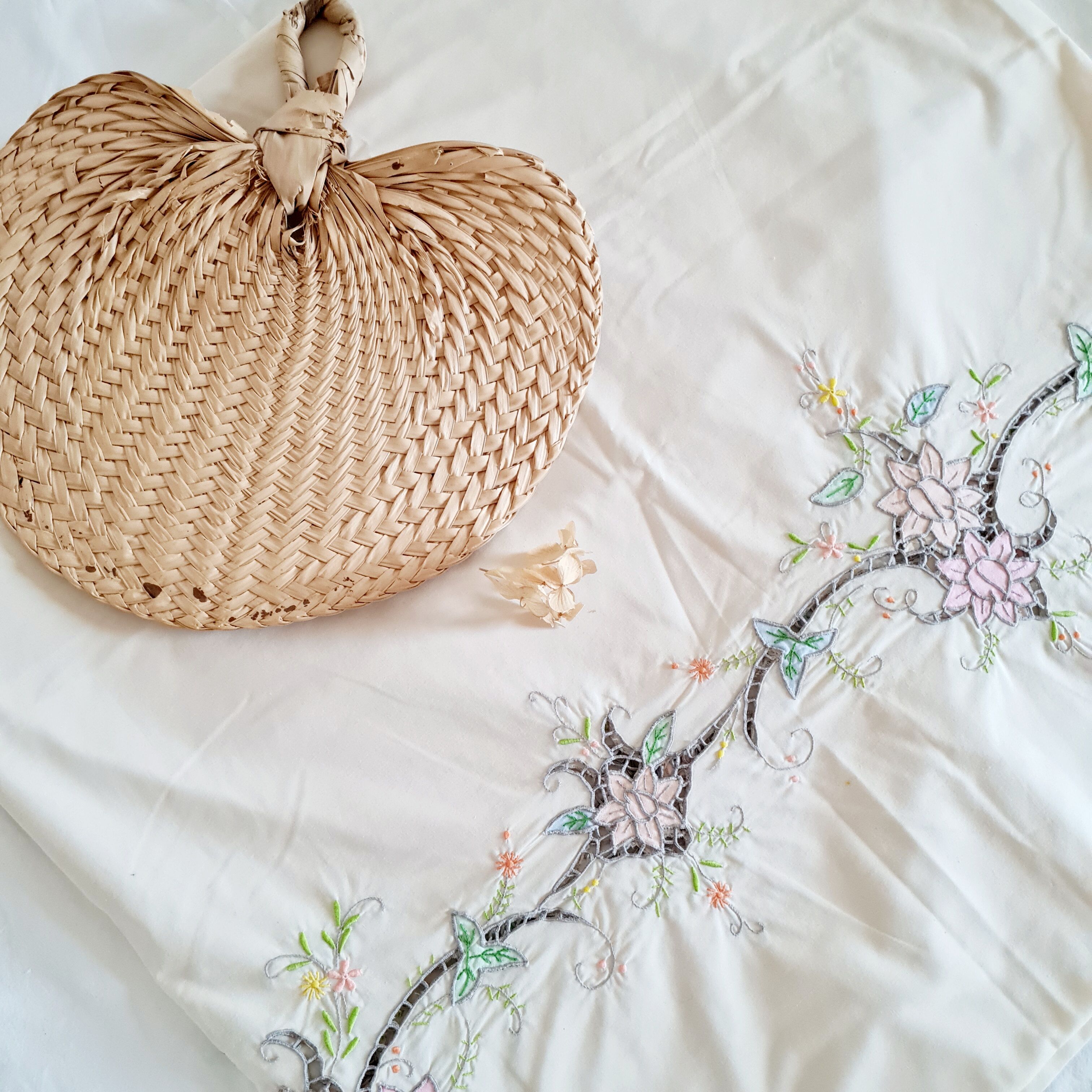 Antique embroidered tablecloth 254x166