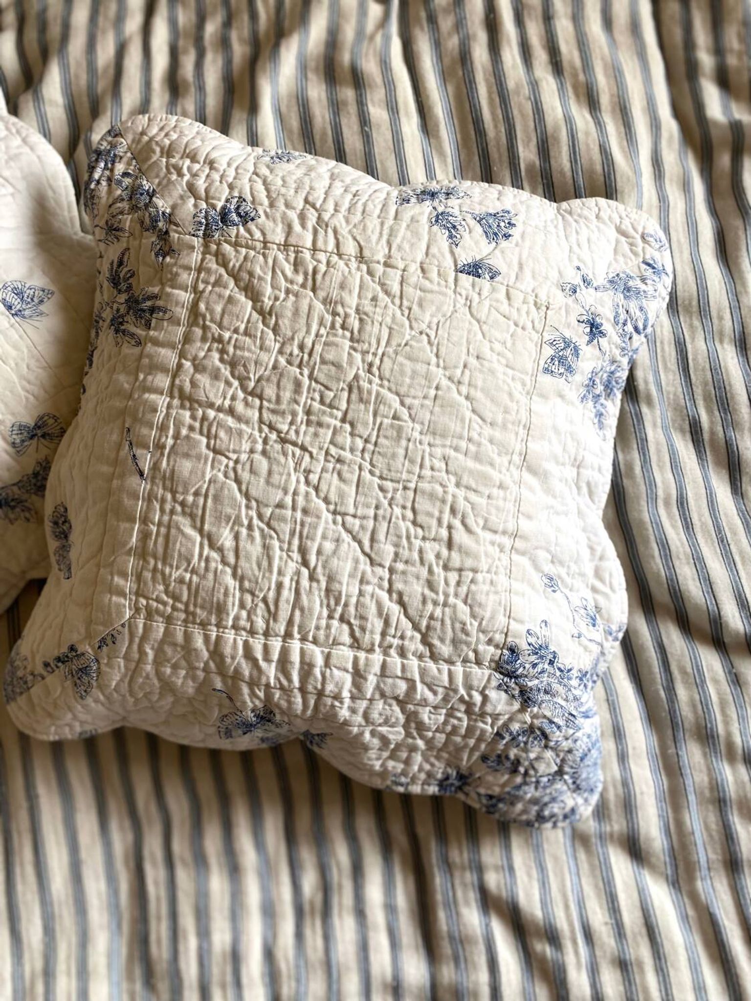 Housses de coussin en coton ancien en toile de Jouy