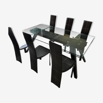 Table rochebobois golden gate + 6 chaises psyra