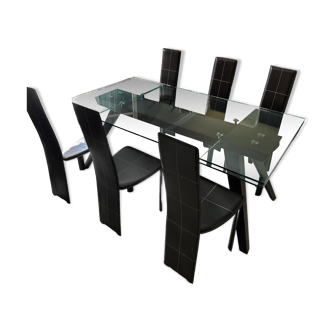 Table rochebobois golden gate + 6 chaises psyra