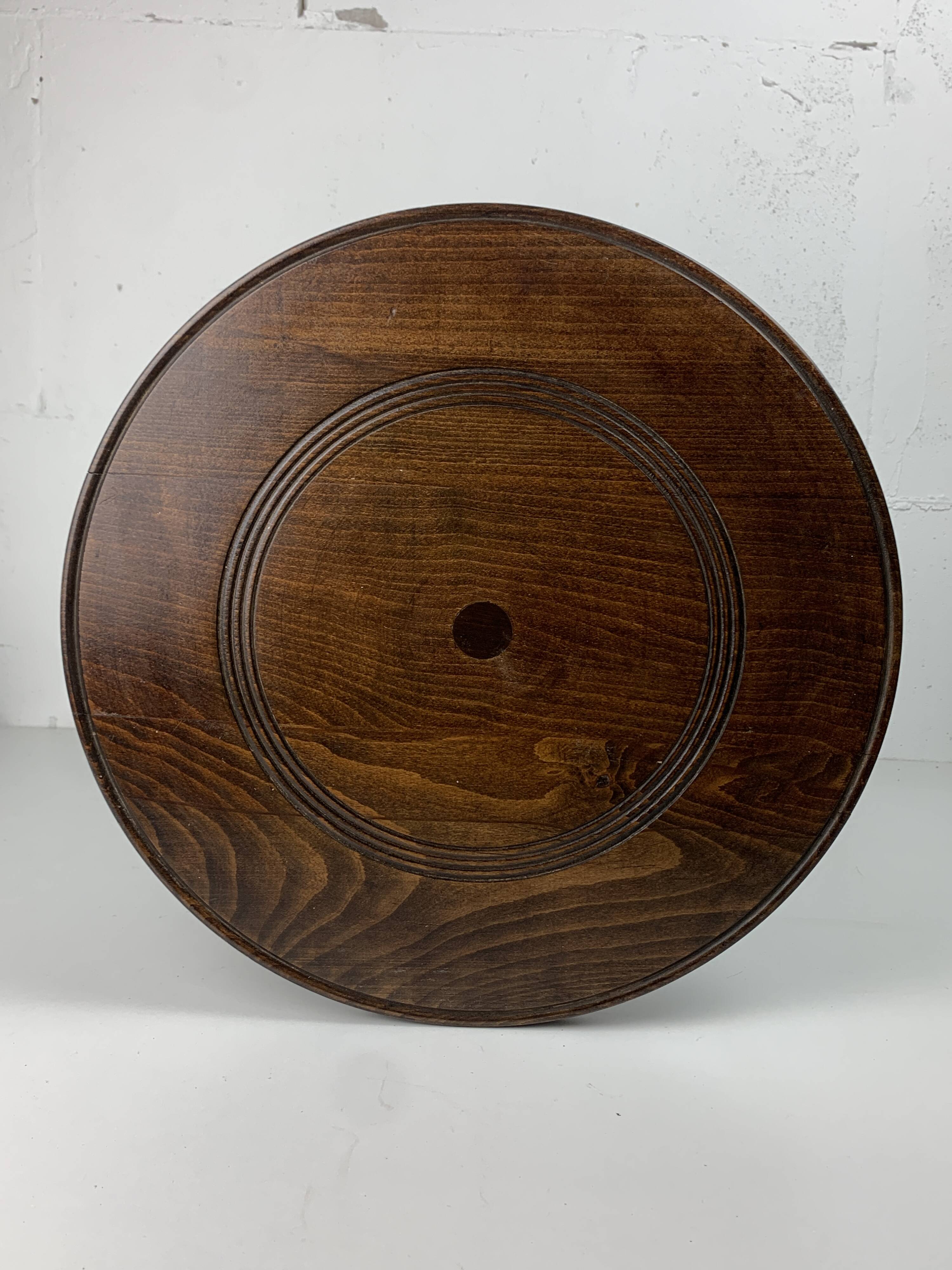 Midcentury brutalist wood turned side table in the style of Charles Dudouyt