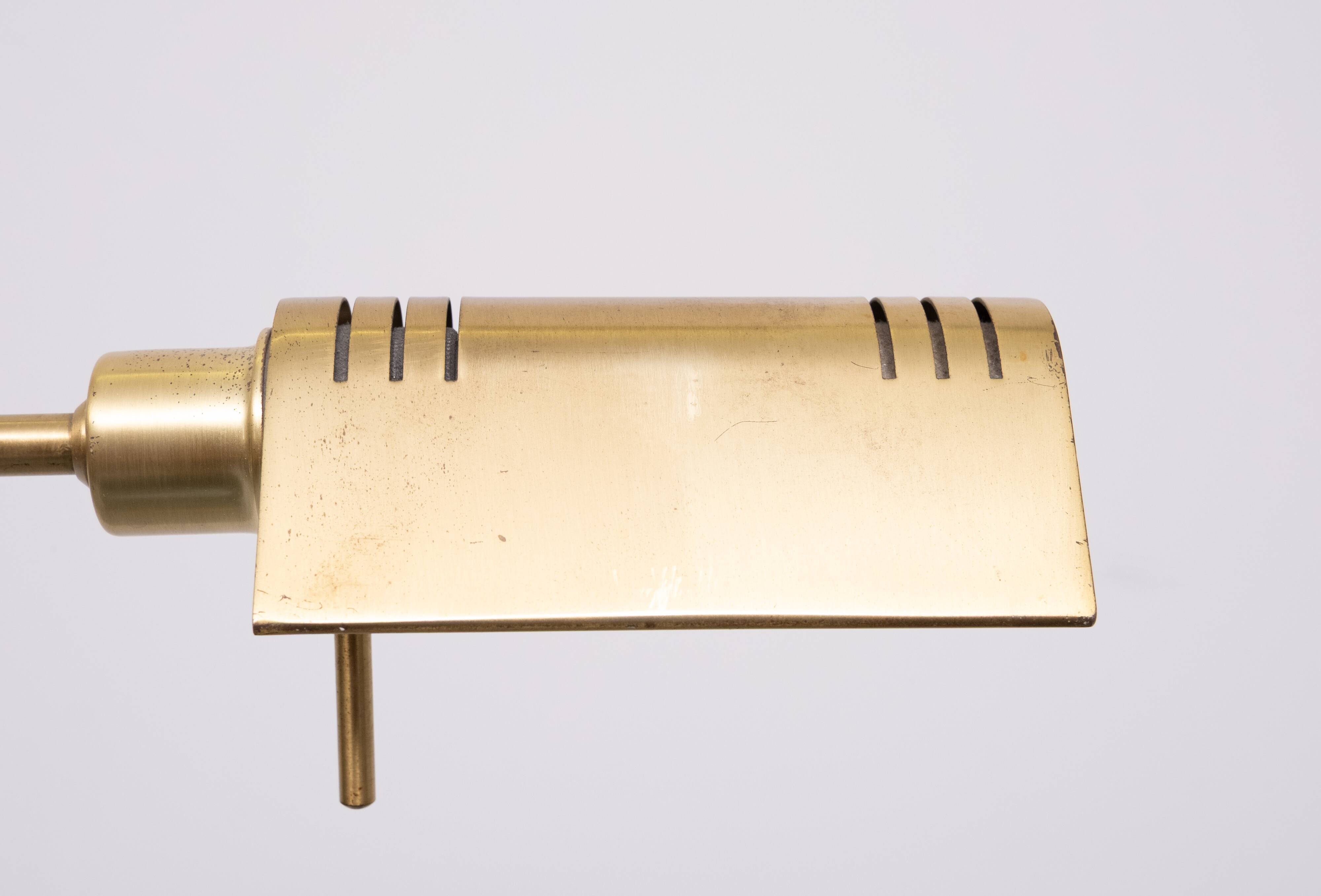 Brass Swing Arm Library floor lamp Holtkoetter Germany 1980s